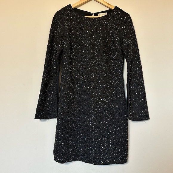 NWOT! Altar'd State Black Mini Sequin Cocktail Dress with Bell Sleeves - Small - Picture 1 of 9
